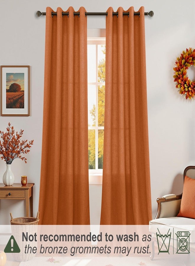 KOUFALL Mid Century Modern Curtains for Living Room,Colorful Boho MCM Sheer Funky Curtains for Bedroom,Burnt Orange,108 Inches Long - Image 2